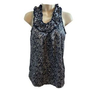 The Limited Sleeveless Ruffled Navy and Black Top. Size XS.